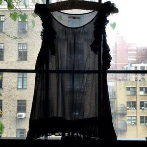 Darkest Midnight Blue Chiffon Top